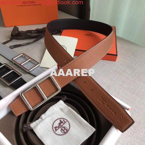 Replica Hermes Officier Belt Buckle & Brown 38MM Strap 7