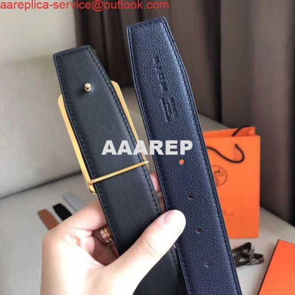 Replica Hermes Officier Belt Buckle & Navy 38MM Strap 4