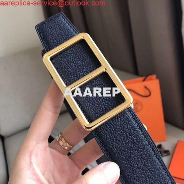 Replica Hermes Officier Belt Buckle & Navy 38MM Strap 5