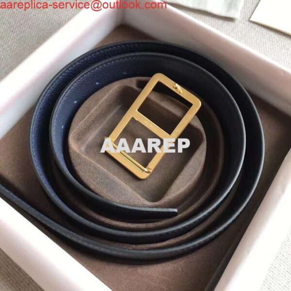 Replica Hermes Officier Belt Buckle & Navy 38MM Strap 6