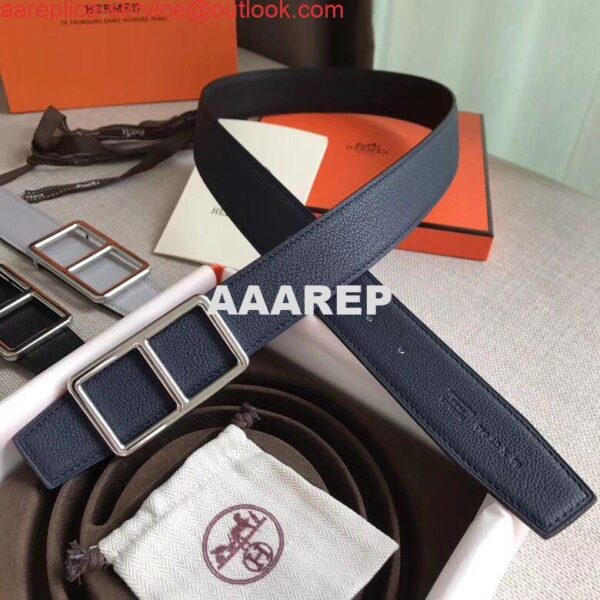 Replica Hermes Officier Belt Buckle & Navy 38MM Strap 7