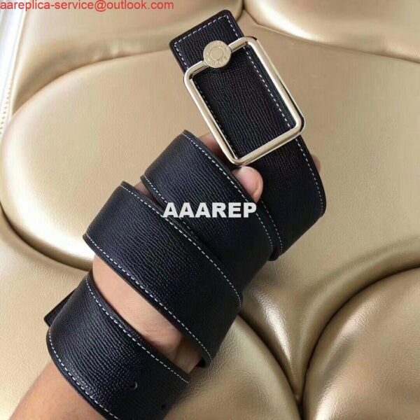 Replica Hermes Oscar Buckle 40 MM Belt Black Reversible Leather 4