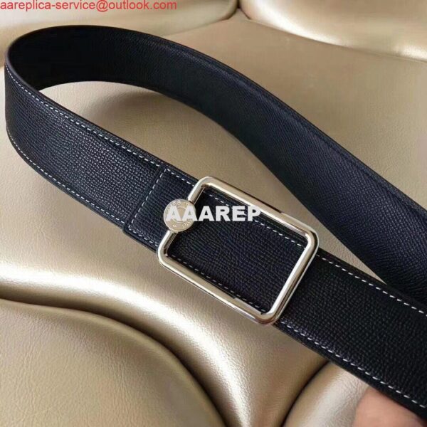 Replica Hermes Oscar Buckle 40 MM Belt Black Reversible Leather 5