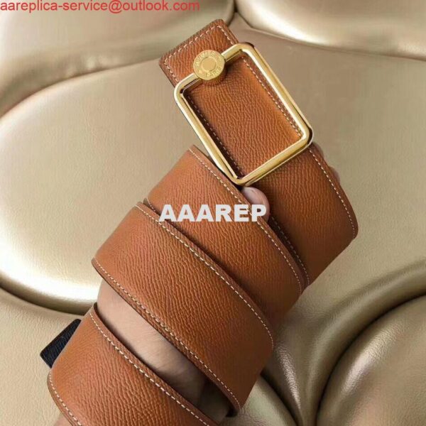 Replica Hermes Oscar Buckle 40 MM Belt Brown Reversible Leather 3