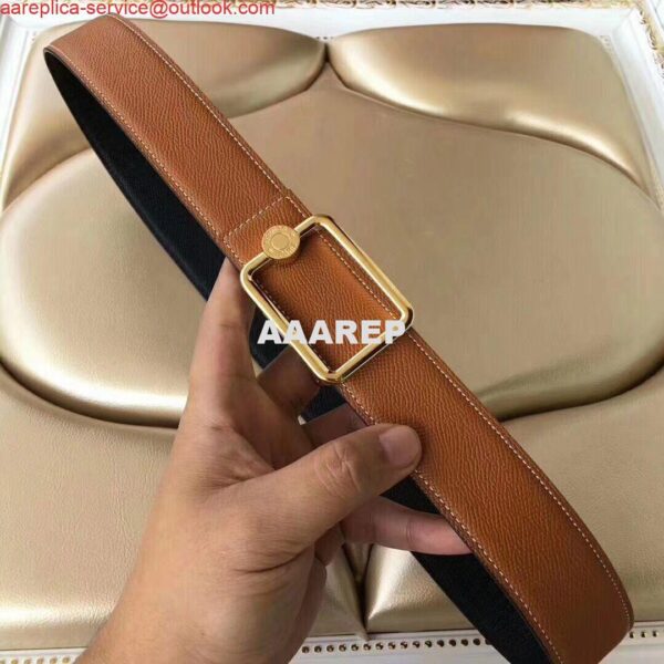 Replica Hermes Oscar Buckle 40 MM Belt Brown Reversible Leather 5