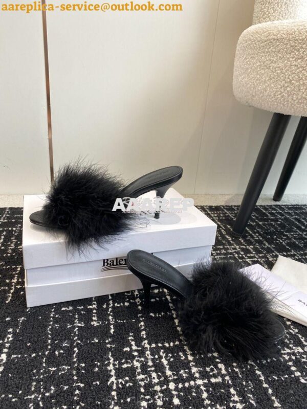 Replica Balenciaga Boudoir 70mm Sandal In Black Feathers 787447 5