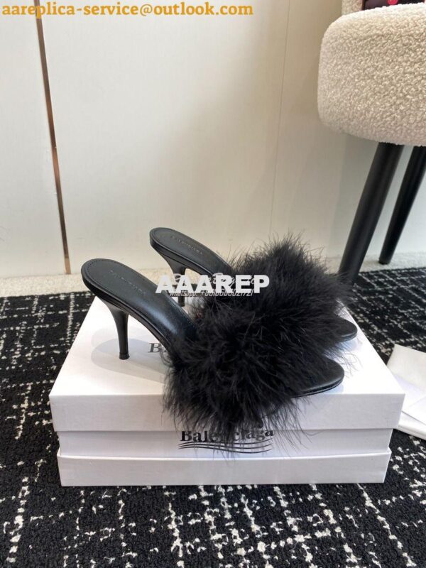 Replica Balenciaga Boudoir 70mm Sandal In Black Feathers 787447 8