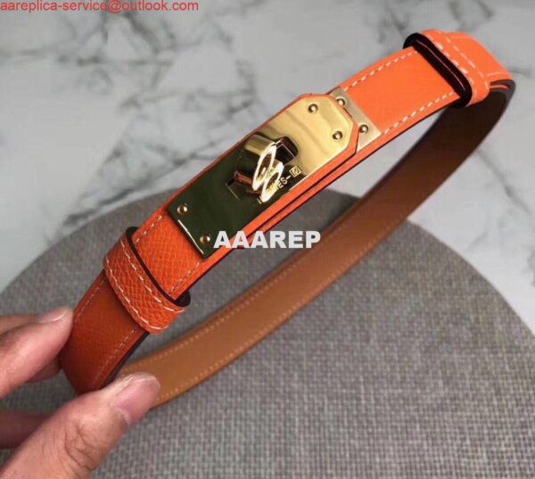 Replica Hermes Kelly 18 Belt In Orange Epsom Leather 4