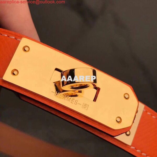 Replica Hermes Kelly 18 Belt In Orange Epsom Leather 5