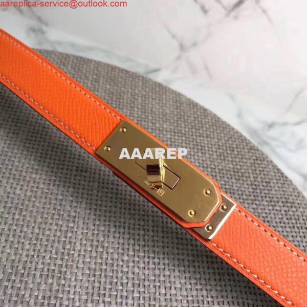 Replica Hermes Kelly 18 Belt In Orange Epsom Leather 6