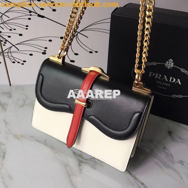 Replica Prada Belle Leather Shoulder Bag 1BD188 White 5