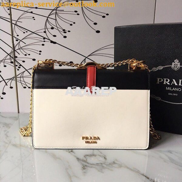 Replica Prada Belle Leather Shoulder Bag 1BD188 White 7