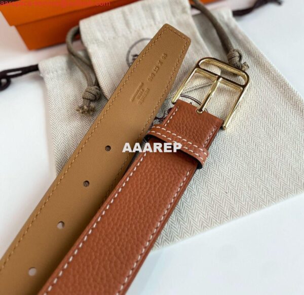 Replica Hermes Romain 35MM Belt in Gold Clemence Leather 6