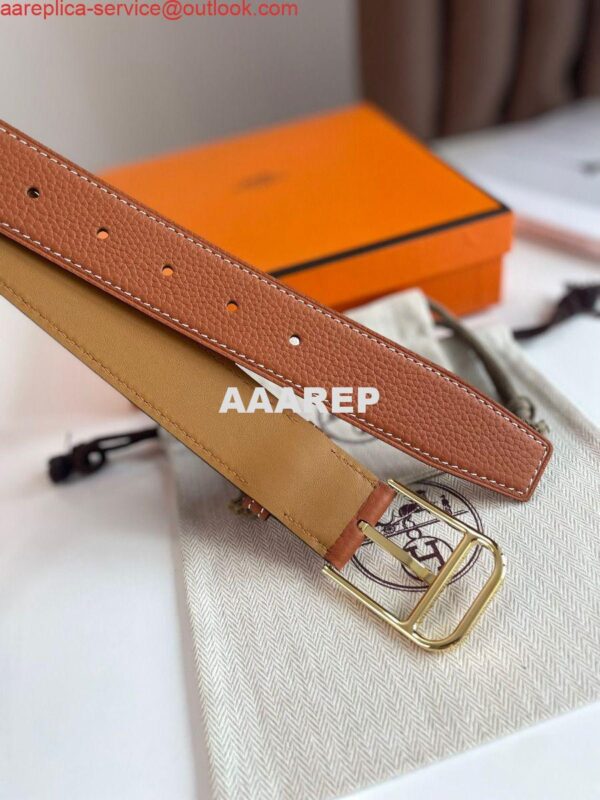 Replica Hermes Romain 35MM Belt in Gold Clemence Leather 7