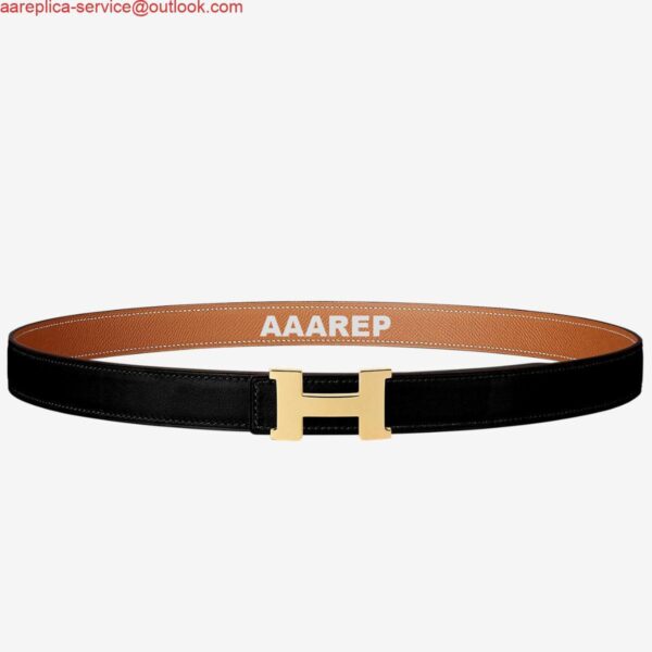 Replica Hermes Mini Constance 24mm Reversible Belt Black/Gold 3