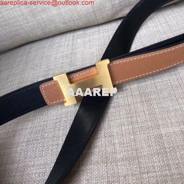 Replica Hermes Mini Constance 24mm Reversible Belt Black/Gold 6