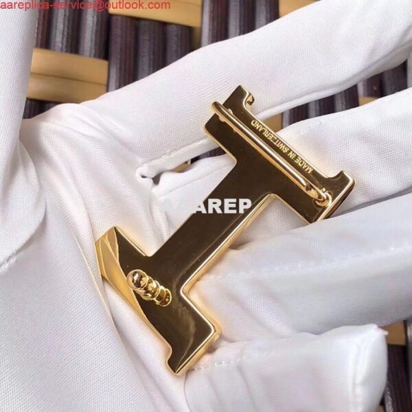 Replica Hermes Mini Constance 24mm Reversible Belt Black/Gold 7