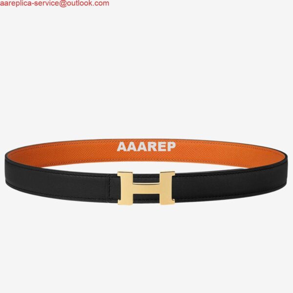 Replica Hermes Mini Constance 24mm Reversible Belt Black/Orange 3