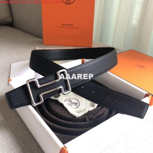 Replica Hermes Tonight 38MM Reversible Belt In Black Clemence Leather 5