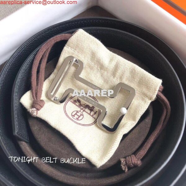 Replica Hermes Tonight 38MM Reversible Belt In Black Clemence Leather 6