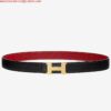 Replica Hermes Mini Constance 24mm Reversible Belt Black/Orange