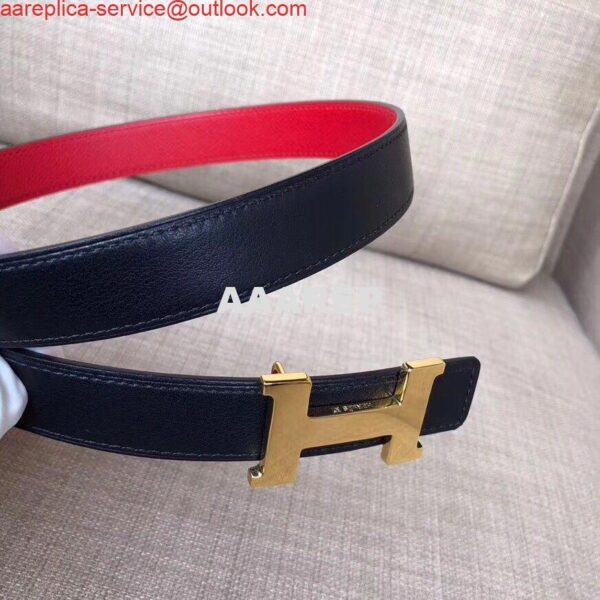 Replica Hermes Mini Constance 24mm Reversible Belt Black/Red 3