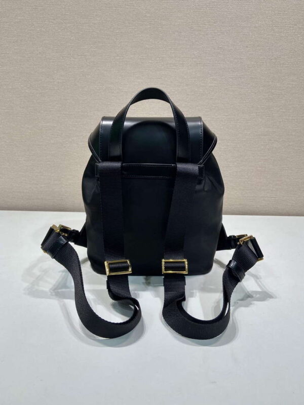 Replica Prada 1BZ074 Re-Nylon and Brushed Leather Backpack Black 4