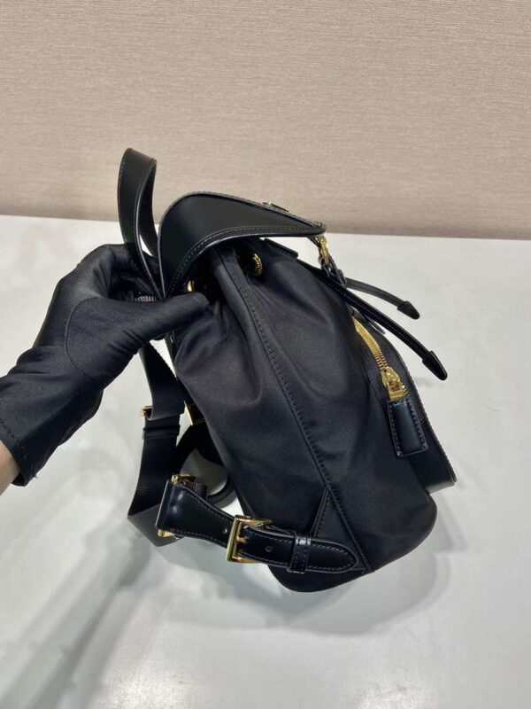 Replica Prada 1BZ074 Re-Nylon and Brushed Leather Backpack Black 5