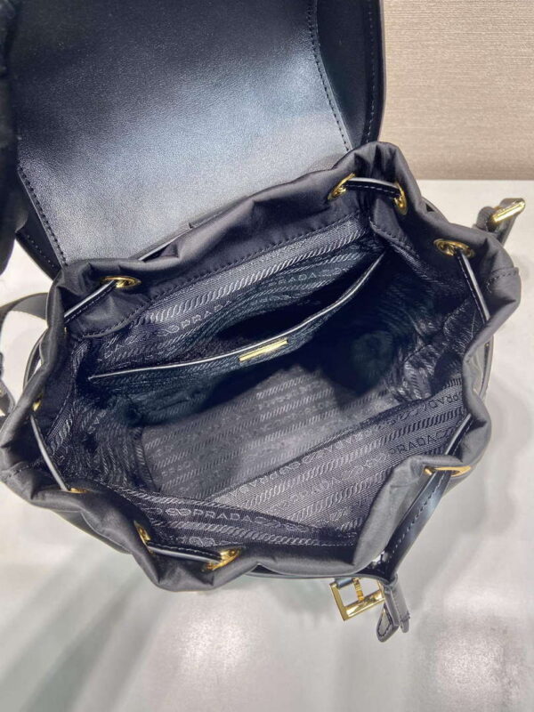 Replica Prada 1BZ074 Re-Nylon and Brushed Leather Backpack Black 8