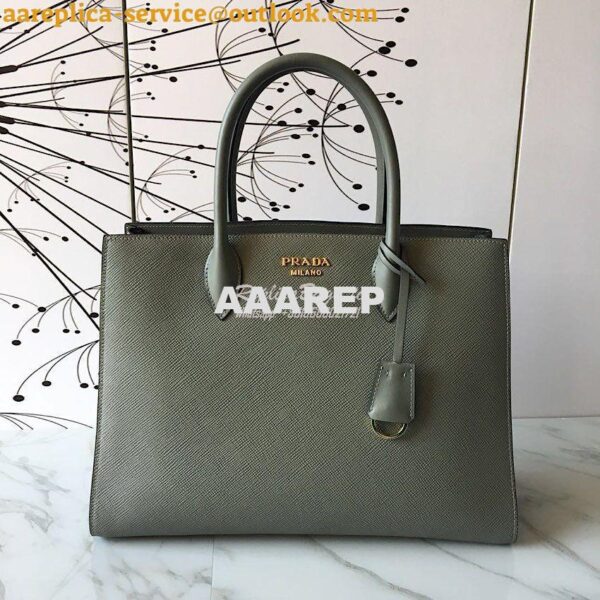 Replica Prada Bibliothèque Saffiano Leather Bag 1BA153 Grey 4