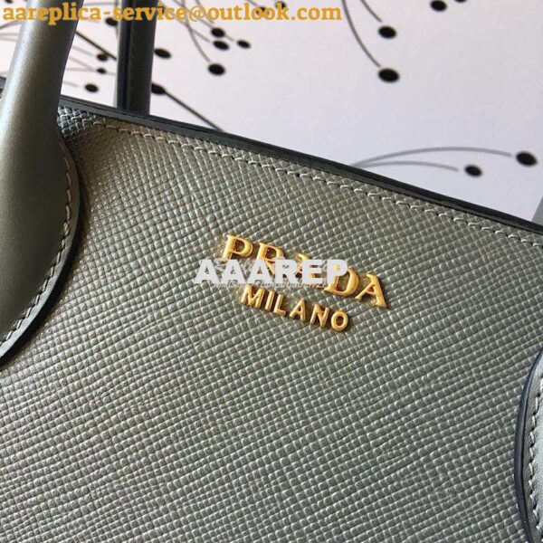 Replica Prada Bibliothèque Saffiano Leather Bag 1BA153 Grey 5