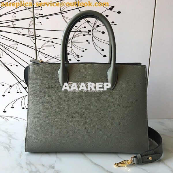 Replica Prada Bibliothèque Saffiano Leather Bag 1BA153 Grey 6