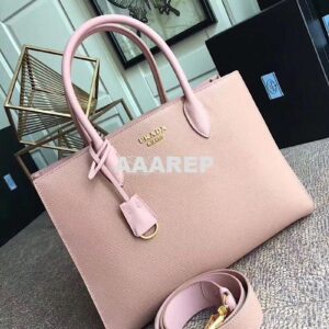 Replica Prada Bibliothèque Saffiano Leather Bag 1BA153 Pink