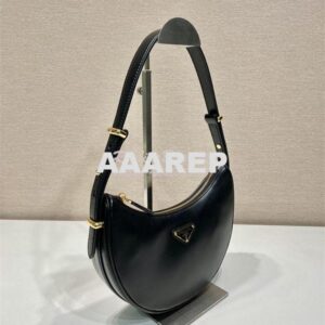 Replica Prada Black Leather Moon shoulder bag 1BC194 2