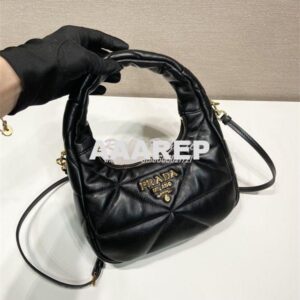 Replica Prada Black Nappa leather mini bag with topstitching 1BA384 ne 2