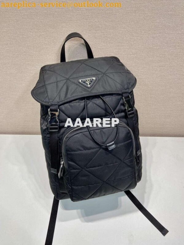 Replica Prada 2VZ135 Re-Nylon Padded Backpack With Hood Black 5