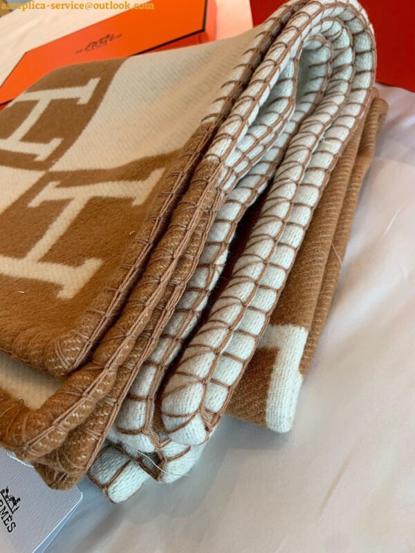 Replica Hermes Avalon Throw Blanket in Camel Wool and Cashmere 6