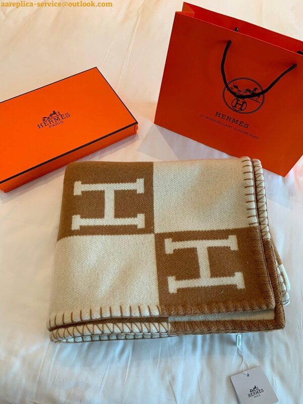 Replica Hermes Avalon Throw Blanket in Camel Wool and Cashmere 8