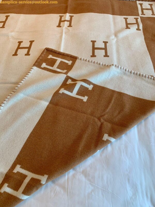 Replica Hermes Avalon Throw Blanket in Camel Wool and Cashmere 9