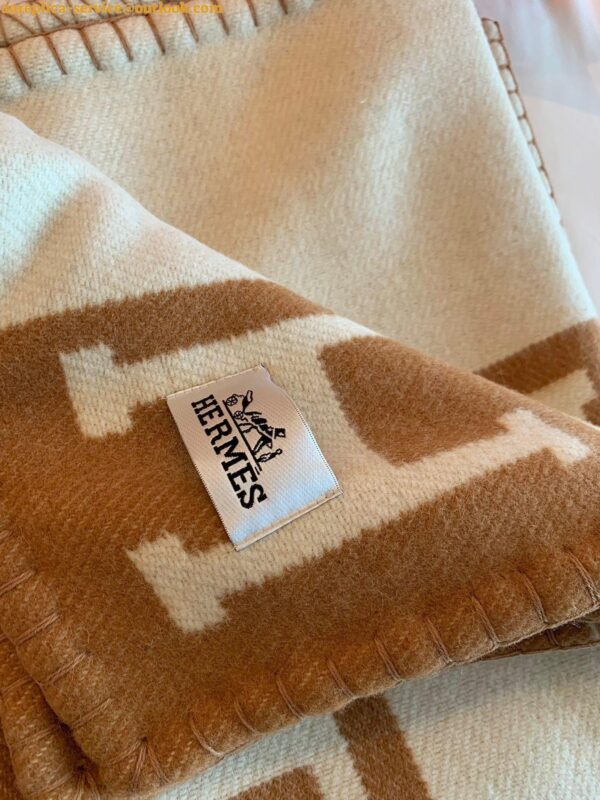 Replica Hermes Avalon Throw Blanket in Camel Wool and Cashmere 10