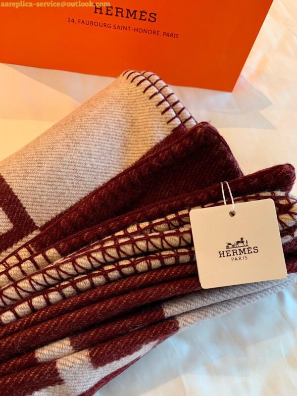 Replica Hermes Avalon Throw Blanket in Fuchsia Wool and Cashmere 5