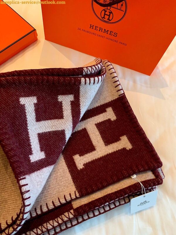 Replica Hermes Avalon Throw Blanket in Fuchsia Wool and Cashmere 8