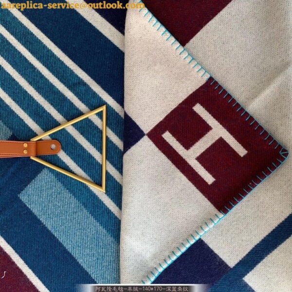 Replica Hermes Avalon Vibration Throw Blanket in Indigo Wool and Cashmere 5