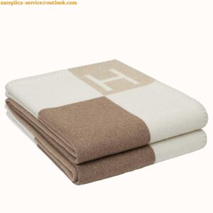 Replica Hermes Avalon Vibration Throw Blanket in Naturel Wool and Cashmere