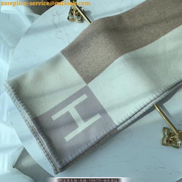 Replica Hermes Avalon Vibration Throw Blanket in Naturel Wool and Cashmere 7