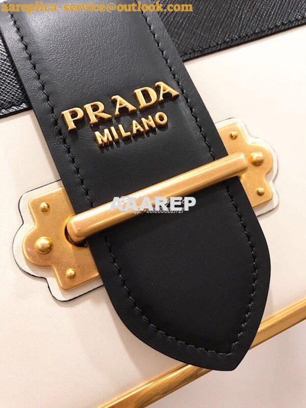 Replica Prada Cahier Leather Bag 1BD045 White 4