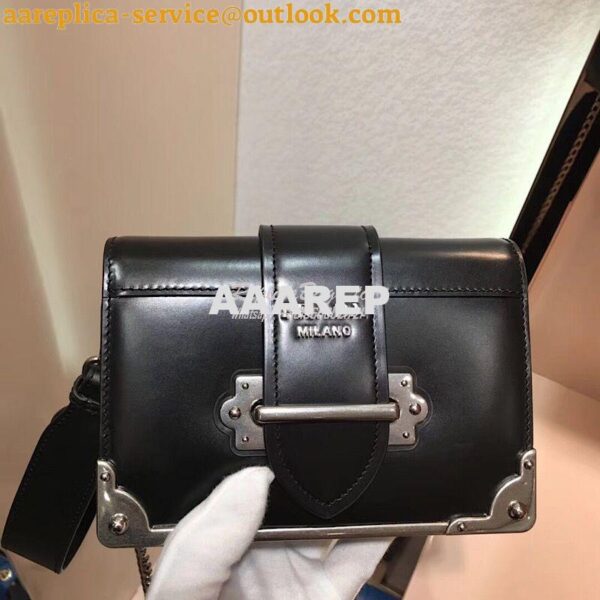 Replica Prada Cahier leather clutch bag 1bh018 Black 2