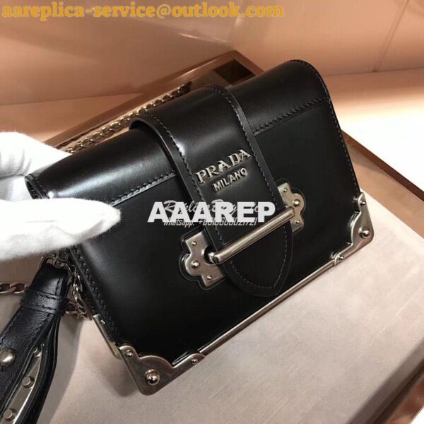 Replica Prada Cahier leather clutch bag 1bh018 Black 4