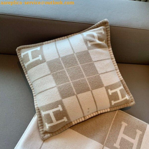 Replica Hermes Beige Small Avalon III Pillow Cover 3