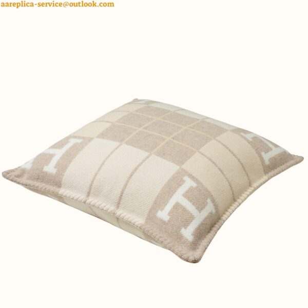 Replica Hermes Beige Small Avalon III Pillow Cover 7